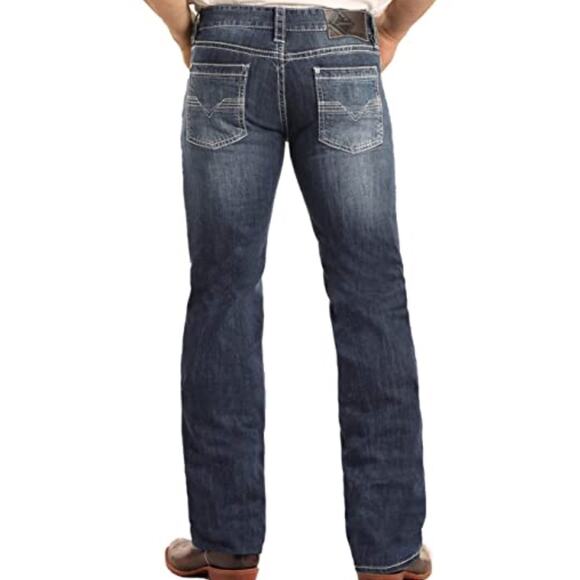 Rock & Roll Cowboy Pistol Straight Reflex Jeans 42x38 Men Med Wash Western Denim - Picture 2 of 13
